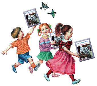 Children playing with ebook and Talisman